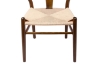 Picture of WISHBONE Solid Beech Wood Y Replica Chair (Walnut Frame-Beige Seat) - 2 Chairs in 1 Carton