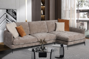 Picture of [FLOOR MODEL CLEARANCE] PALERMO Fabric Facing Right Sectional Sofa (Brown) 