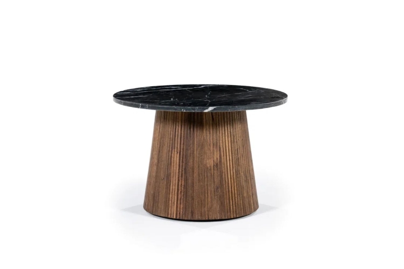 Picture of [FLOOR MODEL CLEARANCE]  HUBIE D23.5" Mango Wood Round Side Table With Marble Top