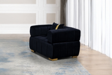 Picture of Vegas Chesterfield Velvet Sofa Range (Black) - 1 Seater (Armchair)
