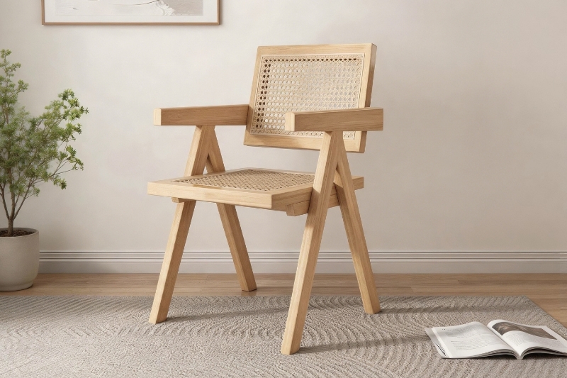 Picture of CHANDIGARH Solid Wood Replica Armchair (Natural)