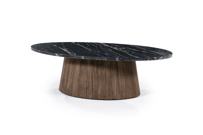 Picture of [FLOOR MODEL CLEARANCE]HUBIE Mango Wood Oval Coffee Table with Marble Top
