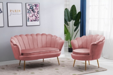 Picture of [FLOOR MODEL CLEARANCE]  EVELYN Curved Flared (Loveseat) *Pink