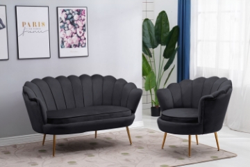 Picture of [FLOOR MODEL CLEARANCE] EVELYN Curved Flared (Loveseat)  - Black