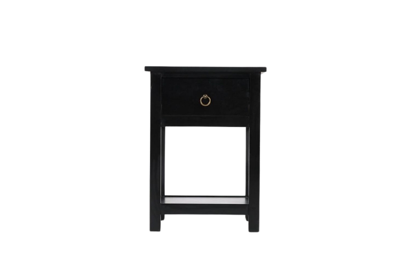 Picture of [FLOOR MODEL CLEARANCE]  METRO Solid Pine Wood 1-Drawer Bedside Table (Black) 
