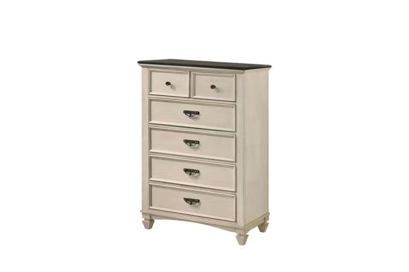 Picture of [FLOOR MODEL CLEARANCE] CHARLES Antique 5-Drawer Chest (White/Brown)