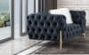 Picture of [FLOOR MODEL CLEARANCE] NORFOLK Button-Tufted Velvet Sofa Range (Black) - 1 Seater (Armchair) 