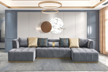 Picture of HALOTINE U-Shape Velvet Sectional Sofa (Grey)