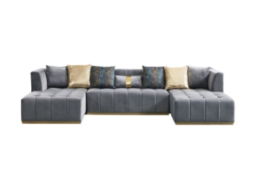Picture of HALOTINE U-Shape Velvet Sectional Sofa (Grey)