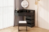 Picture of MAREN 4-Drawer Corner Dressing Table with LED Mirror & Power Station & Stool (Black) 