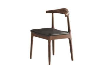 Picture of HORN Solid Wood Dining Chair with Black Cushion (Walnut)