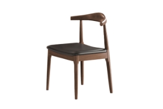 Picture of HORN Solid Wood Dining Chair with Black Cushion (Walnut) - Each