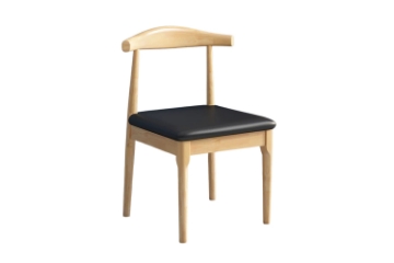 Picture of HORN Solid Wood Dining Chair with Black Cushion (Natural Color)