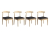 Picture of HORN Solid Wood Dining Chair with Black Cushion (Natural Color) - Each