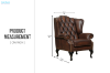 Picture of WILLIFORD 100% Genuine Leather Chesterfield High Back Wing Armchalr/Sofa Chair (Tobacco)
