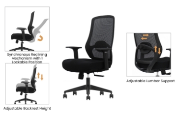 Picture of AVERY Mid Back Office Chair with Adjustable Backrest & Lumbar Support