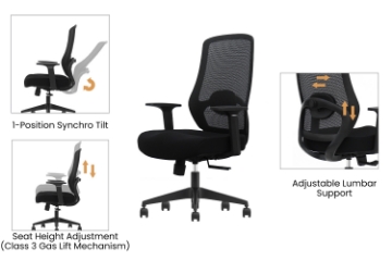 Picture of AVERY Mid Back Office Chair with Adjustable Seat Height & Lumbar Support