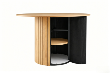 Picture of MESAS D47" Metal-Reinforced Pedestal Dining Table with Hidden Shelf