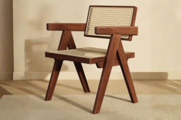Picture of CHANDIGARH Solid Wood Replica Armchair (Walnut) - 2 Chairs in 1 Carton