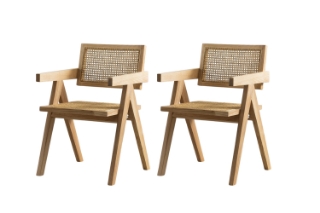 Picture of CHANDIGARH Solid Wood Replica Armchair (Natural) - 2 Chairs in 1 Carton