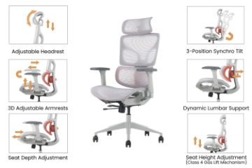 Picture of NEXEN Pro High Back Office Chair with Adjustable Headrest, Lumbar Support, 3D Armrests and Seat Slider