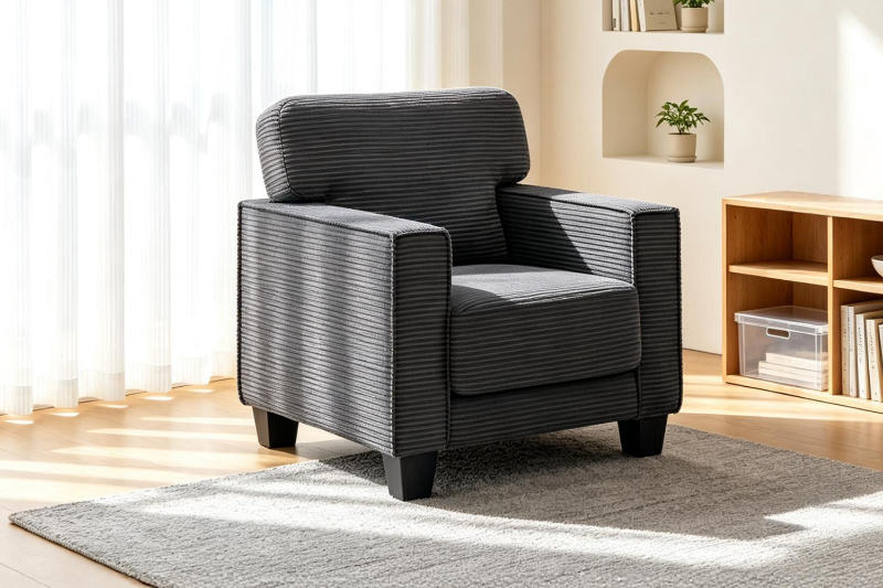 Picture of HERBERT Corduroy Sofa Range (Grey) - 1 Seater (Armchair)