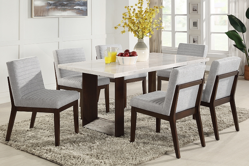 Picture of EDWYN 7PC 71" Marble Top Dining Set