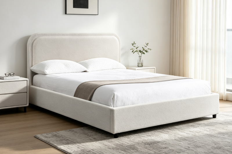 Picture of DOROTHY Fabric Bed Frame in Double/Queen/Eastern King Size (Beige)