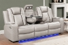 Picture of MONROSE Air Leather Dual Motor Reclining Sofa Range with Bluetooth Speaker + USB Port, Power Socket & Wireless Charging + LED Lighting (Light Grey)