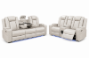 Picture of MONROSE Air Leather Dual Motor Reclining Sofa Range with Bluetooth Speaker + USB Port, Power Socket & Wireless Charging + LED Lighting (Light Grey)
