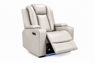 Picture of MONROSE Air Leather Dual Motor Reclining Sofa Range (Light Grey) - Armchair with Cup Holders (1R)