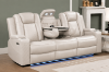 Picture of MONROSE Air Leather Dual Motor Reclining Sofa Range (Light Grey) - Sofa with Drop-Down Console USB Port, Power Socket & Wireless Charging(3RRC)