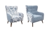 Picture of LUNORA Blue Accent Armchair/Sofa Chair with Floral Outer Back