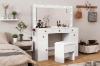Picture of EVERLY Dressing Table with LED Bulb Mirror & Power Station & Stool (White) 