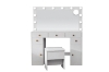Picture of EVERLY Dressing Table with LED Bulb Mirror & Power Station & Storage Stool (White) 