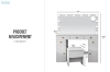 Picture of EVERLY Dressing Table with LED Bulb Mirror & Power Station & Stool (White) 