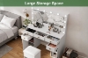 Picture of EVERLY Dressing Table with LED Bulb Mirror & Power Station & Stool (White) 