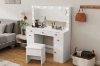 Picture of EVERLY Dressing Table with LED Bulb Mirror & Power Station & Storage Stool (White) 