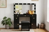 Picture of EVERLY Dressing Table with LED Bulb Mirror & Power Station & Stool (Black)