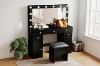 Picture of EVERLY Dressing Table with LED Bulb Mirror & Power Station & Stool (Black)