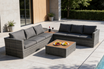Picture of CONNERY Aluminum Frame Outdoor Sectional Sofa Set with Coffee Table & Corner Table