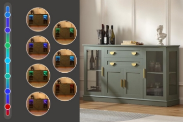 Picture of MIREL 4-Door 2-Drawer Storage Cabinet/Buffet with LED Lighting (Green)