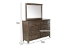 Picture of [FLOOR MODEL CLEARANCE] HEMSWORTH Solid Timber 9-Drawer Dresser With Mirror (Dark Grey) 