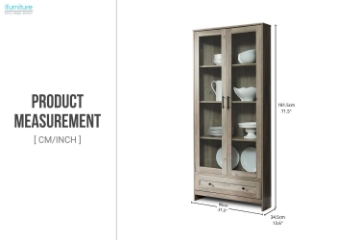 Picture of [FLOOR MODEL CLEARANCE] OTLEY Accent Corner Display Cabinet (Gray) 