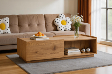 Picture of [FLOOR MODEL CLEARANCE] SACHA 47" 2-Drawer Rectangle Coffee Table (Oak)