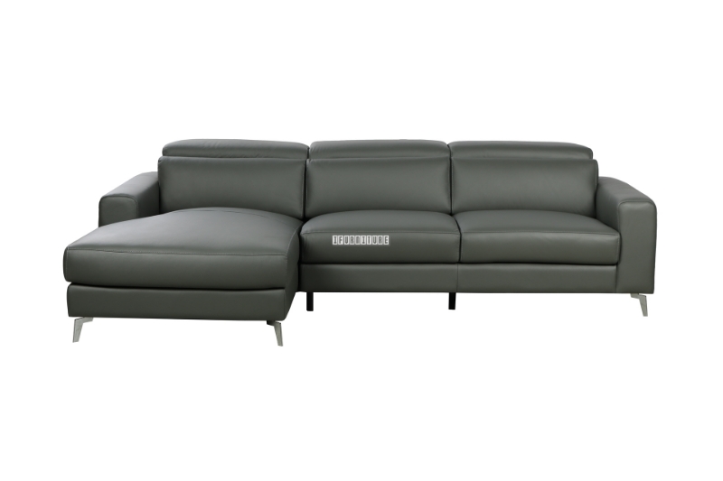 Picture of [FLOOR MODEL CLEARANCE]CHERADI Sectional Sofa in 100% Top Leather (Grey) - Facing Left 