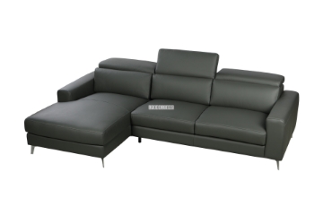 Picture of [FLOOR MODEL CLEARANCE]CHERADI Sectional Sofa in 100% Top Leather (Grey) - Facing Left 