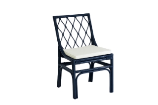 Picture of BRIGHTON Teak Wood & Rattan Dining Chair (Navy Blue) - Each