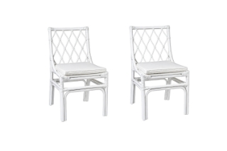Picture of BRIGHTON Teak Wood & Rattan Dining Chair (Off White) - 2 Chairs in 1 Carton