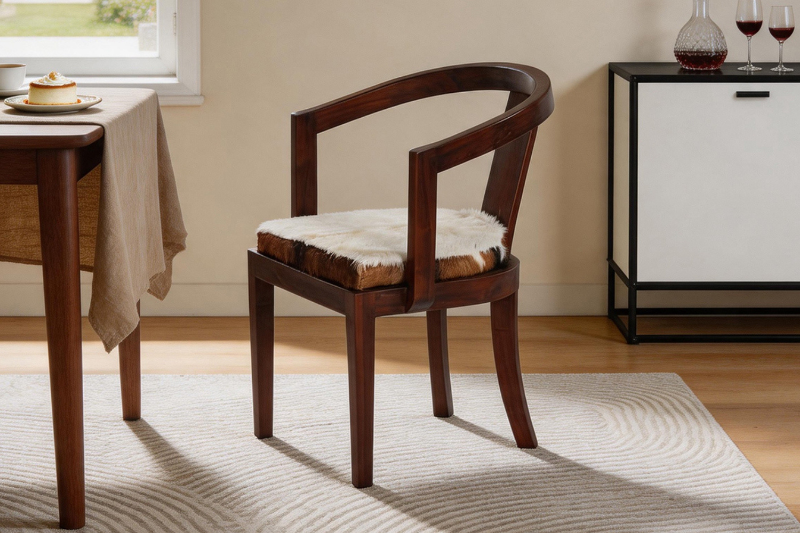 Picture of VASCO Solid Teak Wood Armchair (Genuine Goat Hide)
